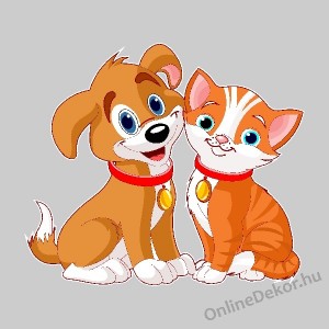 Wall sticker, Wall tattoo, Wall decoration, Wall decal - Children's room - 04.Printed wall sticker (No colour) - Dog and Cat 213