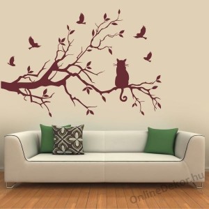 Wall sticker, Wall tattoo, Wall decoration, Wall decal - Animal - Tree with cat 2280