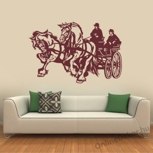 Wall sticker, Wall tattoo, Wall decoration, Wall decal - Animal - Horses with chariot 2322
